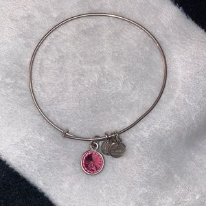Alex and Ani silver bracelet w/ pink gem